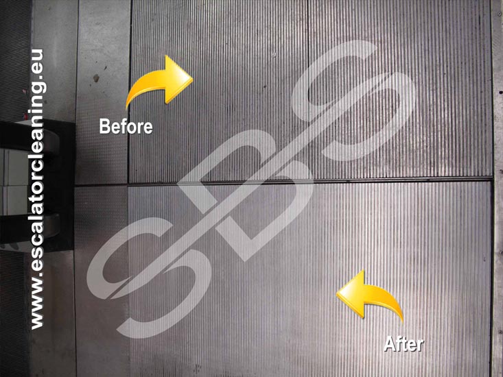 Step by Step RulltrappsRengöring™ för industriell rengöring, tvättning av rulltrappor och rullband